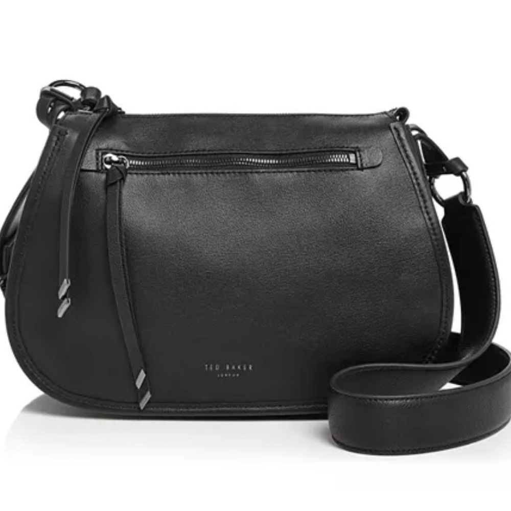 Ted Baker Black Leather Crossbody Saddle Bag